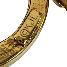 Load image into Gallery viewer, Vintage Kenneth Jay Lane Gold Cabochon Clip on Dangle Earrings