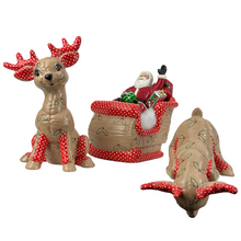 Load image into Gallery viewer, Kimple Christmas Hand-Painted Santa Clause in Sleigh and Reindeer Set