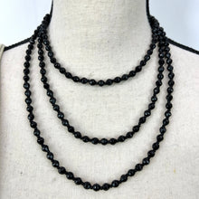 Load image into Gallery viewer, Antique Jet Black Beaded Mourning Necklace Extra Long 58"