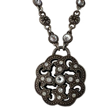Load image into Gallery viewer, Brighton Silver Crystal Marcasite Circle Pendant Necklace 19"