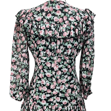 Load image into Gallery viewer, Mable Floral V-neck Puff Sleeve Ruffle Dress Size Small