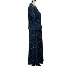 Load image into Gallery viewer, Vintage Navy Blue Polka Dot Skirt & Top Set Size 10