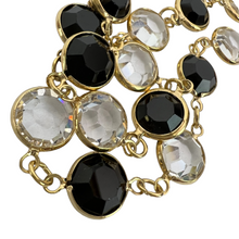 Load image into Gallery viewer, Swarovski Crystal Black and Gold Bezel Continuous Necklace 34"