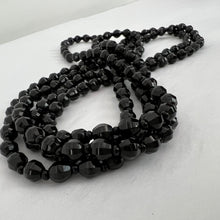 Load image into Gallery viewer, Antique Jet Black Beaded Mourning Necklace Extra Long 58"