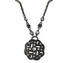 Load image into Gallery viewer, Brighton Silver Crystal Marcasite Circle Pendant Necklace 19"