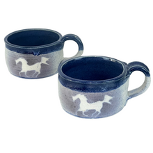 Load image into Gallery viewer, Blue Wild Horse Stoneware Pottery Mug Pair