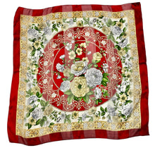 Load image into Gallery viewer, Vintage Valentino Red Floral Silk Scarf Made in Italy 33 x 33