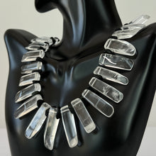 Load image into Gallery viewer, Vintage Rock Crystal and Onyx Fringe Necklace 18"