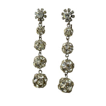 Load image into Gallery viewer, Vintage Rhinestone Clip on Dangle Ball Earrings