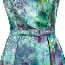 Load image into Gallery viewer, Vintage Boat Neck Fit and Flare Silk Dress Size 6