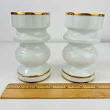 Load image into Gallery viewer, Vintage Shafford White & Gold Candlestick Holder Set