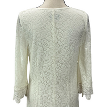 Load image into Gallery viewer, Laundry Knee Length Ivory Lace Boho Flute Sleeve Dress Size Medium
