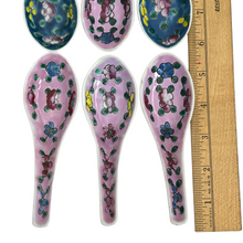 Load image into Gallery viewer, Vintage Chinese Porcelain Soup Spoons Hand Painted Enamel Flowers Set of 6
