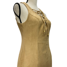 Load image into Gallery viewer, Tan Faux Suede Lace Up Dress Size 2