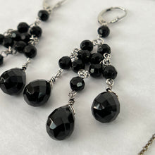 Load image into Gallery viewer, Vintage Black Faceted Stones on 925 Necklace and Earrings Set