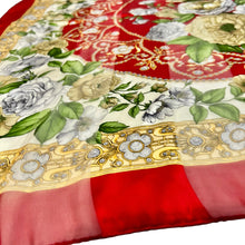 Load image into Gallery viewer, Vintage Valentino Red Floral Silk Scarf Made in Italy 33 x 33