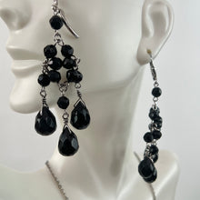 Load image into Gallery viewer, Vintage Black Faceted Stones on 925 Necklace and Earrings Set