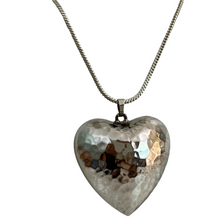 Load image into Gallery viewer, Vintage Hammered Silver Puffy Heart Pendant