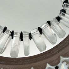 Load image into Gallery viewer, Vintage Rock Crystal and Onyx Fringe Necklace 18"