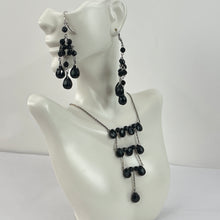 Load image into Gallery viewer, Vintage Black Faceted Stones on 925 Necklace and Earrings Set