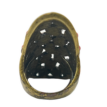 Load image into Gallery viewer, Vintage Red Cluster Brass Statement Ring Size 7.5