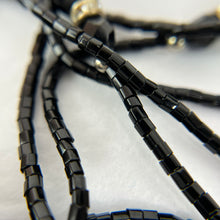 Load image into Gallery viewer, Vintage Black Glass Bead Station Necklace Extra Long 60"