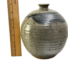 Load image into Gallery viewer, Signed Round Glazed Stoneware Pottery Vase