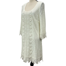 Load image into Gallery viewer, Laundry Knee Length Ivory Lace Boho Flute Sleeve Dress Size Medium