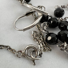 Load image into Gallery viewer, Vintage Black Faceted Stones on 925 Necklace and Earrings Set