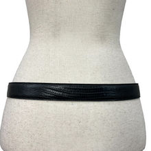 Load image into Gallery viewer, Ben Amun Roman Coin Croc Embossed Black Leather Belt Size Large