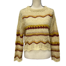 Load image into Gallery viewer, Francesca's Alya Striped Crochet Knit Sweater Size Medium.