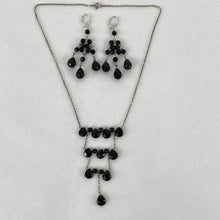 Load image into Gallery viewer, Vintage Black Faceted Stones on 925 Necklace and Earrings Set