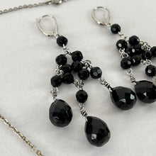 Load image into Gallery viewer, Vintage Black Faceted Stones on 925 Necklace and Earrings Set