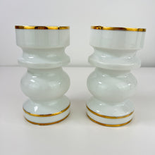 Load image into Gallery viewer, Vintage Shafford White & Gold Candlestick Holder Set