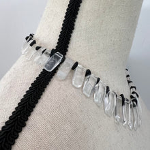 Load image into Gallery viewer, Vintage Rock Crystal and Onyx Fringe Necklace 18"