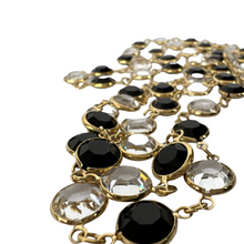Load image into Gallery viewer, Swarovski Crystal Black and Gold Bezel Continuous Necklace 34"