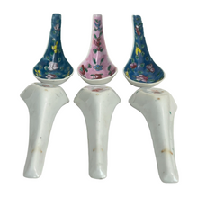 Load image into Gallery viewer, Vintage Chinese Porcelain Soup Spoons Hand Painted Enamel Flowers Set of 6