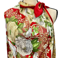 Load image into Gallery viewer, Vintage Valentino Red Floral Silk Scarf Made in Italy 33 x 33
