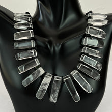 Load image into Gallery viewer, Vintage Rock Crystal and Onyx Fringe Necklace 18"