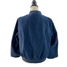 Load image into Gallery viewer, Faux Suede Bomber Jacket Navy Blue Size 16