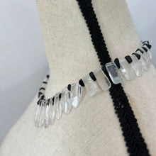 Load image into Gallery viewer, Vintage Rock Crystal and Onyx Fringe Necklace 18"