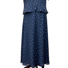 Load image into Gallery viewer, Vintage Navy Blue Polka Dot Skirt & Top Set Size 10