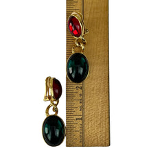 Load image into Gallery viewer, Vintage Kenneth Jay Lane Gold Cabochon Clip on Dangle Earrings