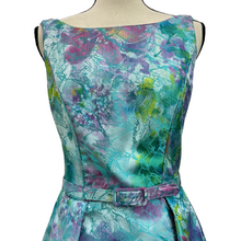Load image into Gallery viewer, Vintage Boat Neck Fit and Flare Silk Dress Size 6
