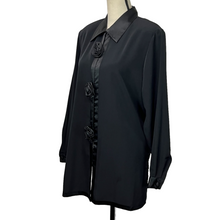 Load image into Gallery viewer, Christine and Jill Silky Black two-piece Pants & Blouse Set Size Large