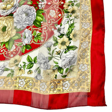 Load image into Gallery viewer, Vintage Valentino Red Floral Silk Scarf Made in Italy 33 x 33