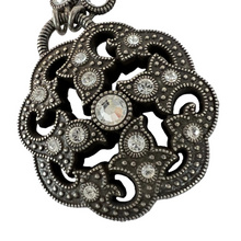 Load image into Gallery viewer, Brighton Silver Crystal Marcasite Circle Pendant Necklace 19"