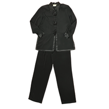 Load image into Gallery viewer, Christine and Jill Silky Black two-piece Pants & Blouse Set Size Large