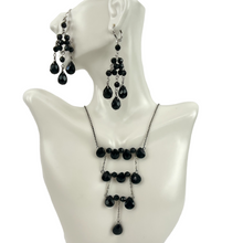 Load image into Gallery viewer, Vintage Black Faceted Stones on 925 Necklace and Earrings Set