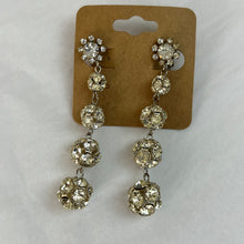 Load image into Gallery viewer, Vintage Rhinestone Clip on Dangle Ball Earrings